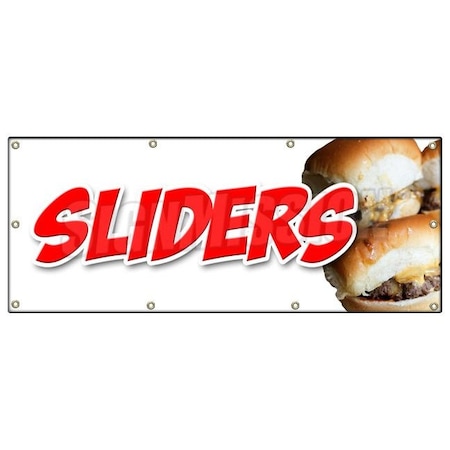 Signmission SLIDERSMINI BURGERS BANNER SIGN charcoal grilled beef cheeseburger eat B-96 Sliders Mini Burger